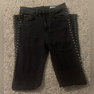 Rag & Bone Black Straight Leg Studded Jeans